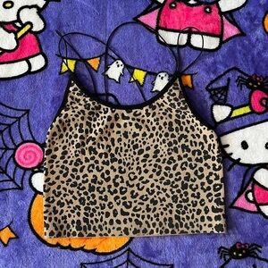 No Boundaries leopard print crop tank top.